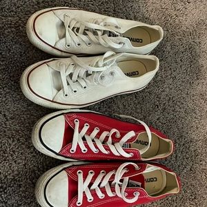 Red and White converse. Both size 8 in Women’s